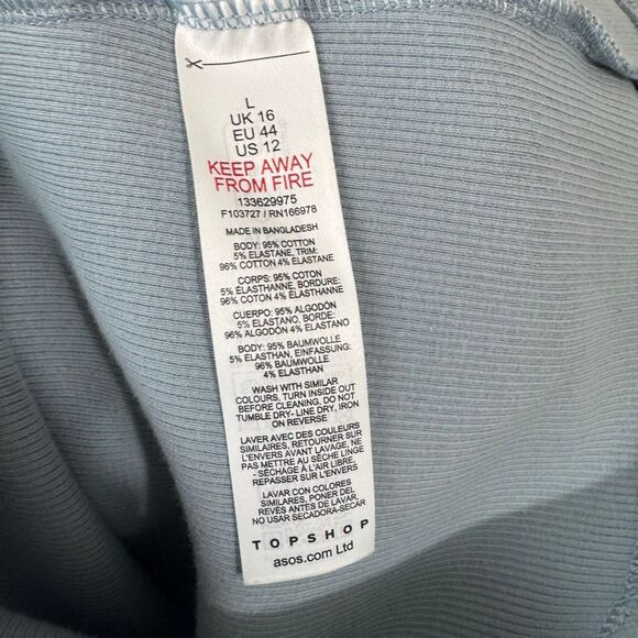 Topshop Periwinkle Ribbed Square Neck Cap Sleeve Top sz 12 - Picture 8 of 10